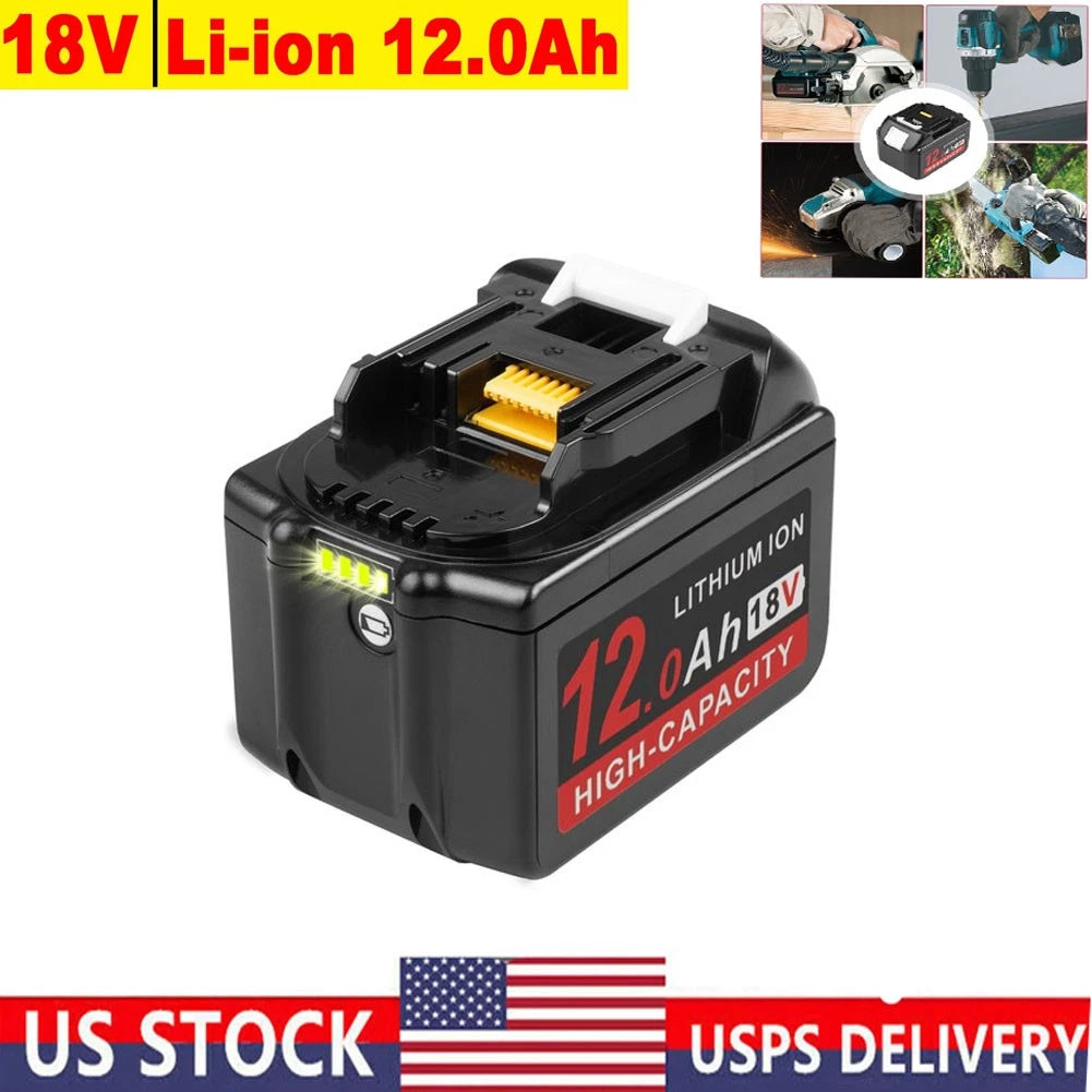 12.0Ah Battery For Makita 18V Lithium BL1890 BL1860B BL1850 BL1830 Power Tool US