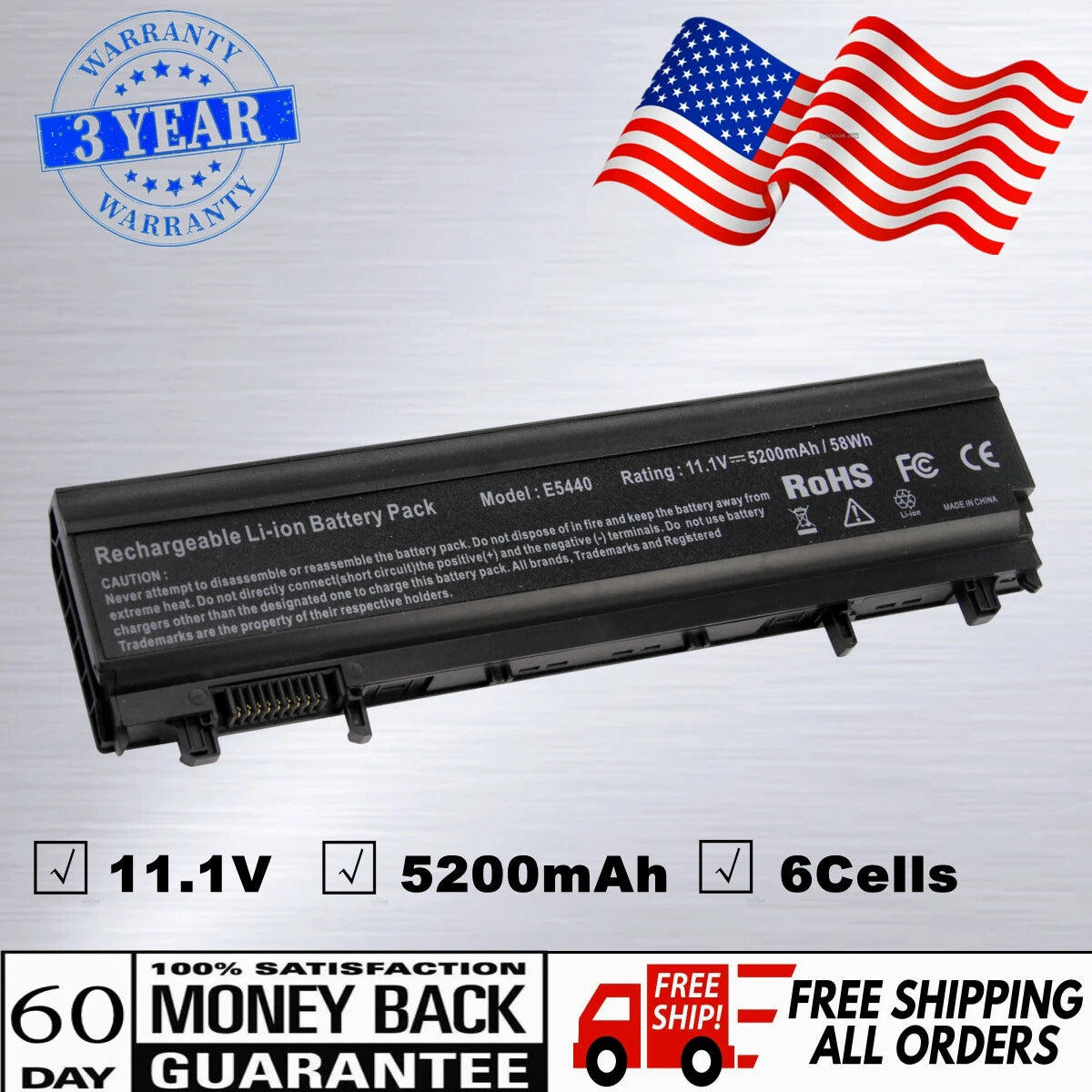 ?Battery For Dell Latitude E5440 E5540 Laptop Type VV0NF NVWGM F49WX 451-BBIE