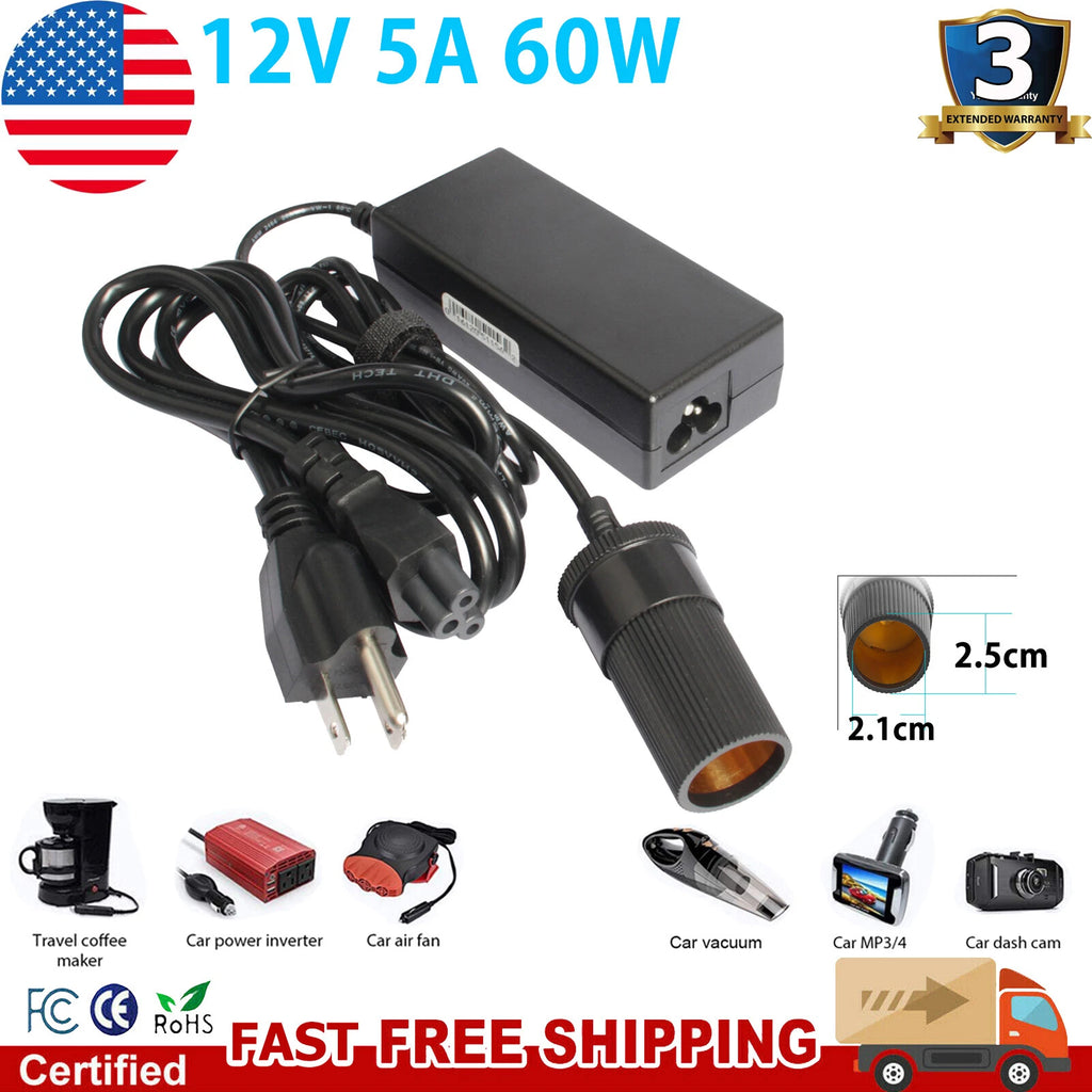 110V AC to DC 12V 5A Car Converter Cigarette Lighter Socket Power Adapter