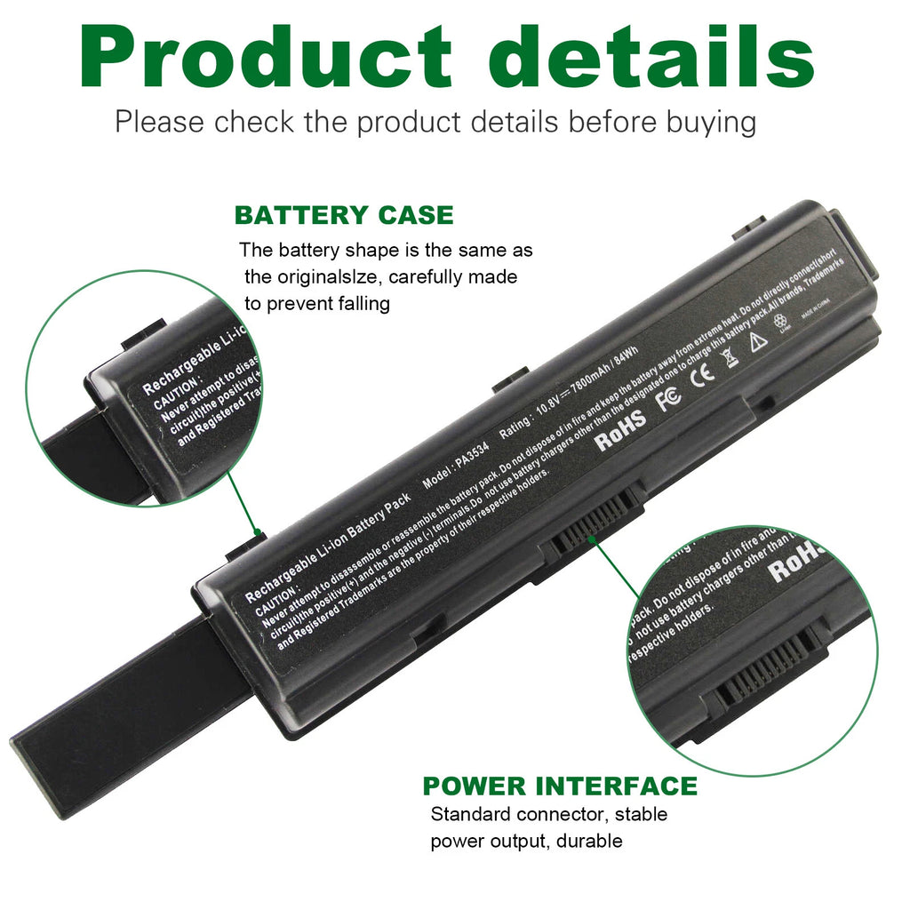 PA3534U-1BRS Battery For Toshiba PA3533U-1BRS TS-A200 L300 L305D-S5974 7800mAh