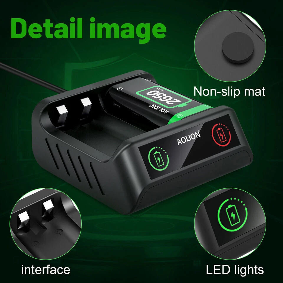 For XBOX ONE 360 Controller Play Dual Charging Dock+2x Rechargeable Battery Pack