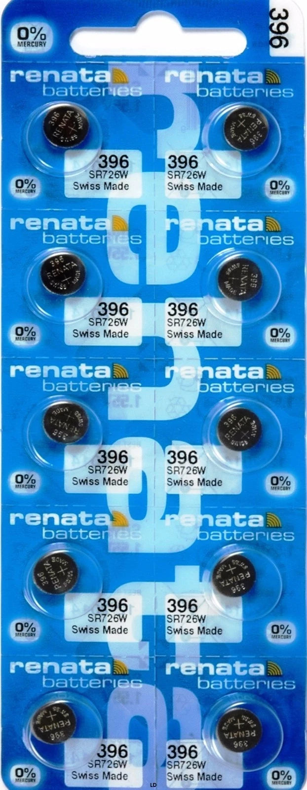 396 RENATA SR726W (10 piece) WATCH BATTERY New packaging Authorized Seller