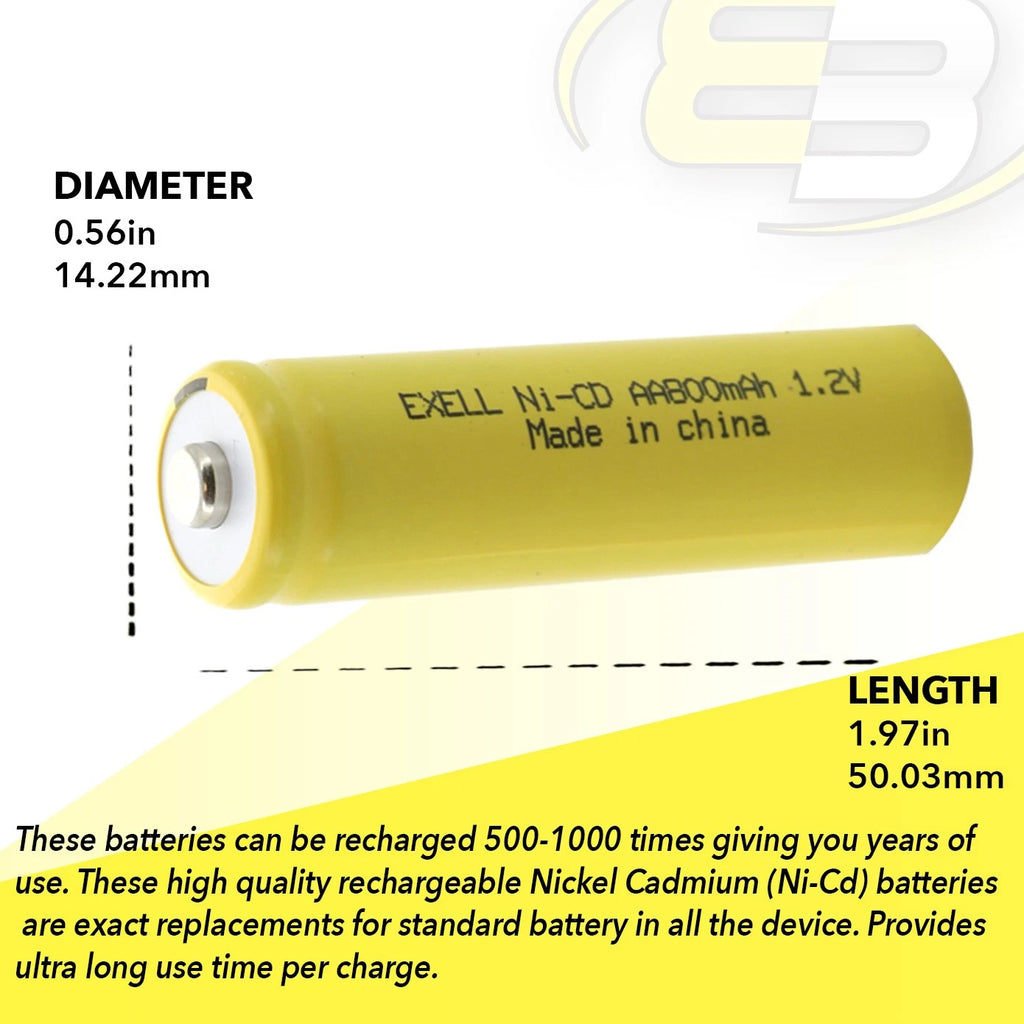 AA 1.2V 800mAh NiCd Rechargeable Button Top Assembly Cell Battery