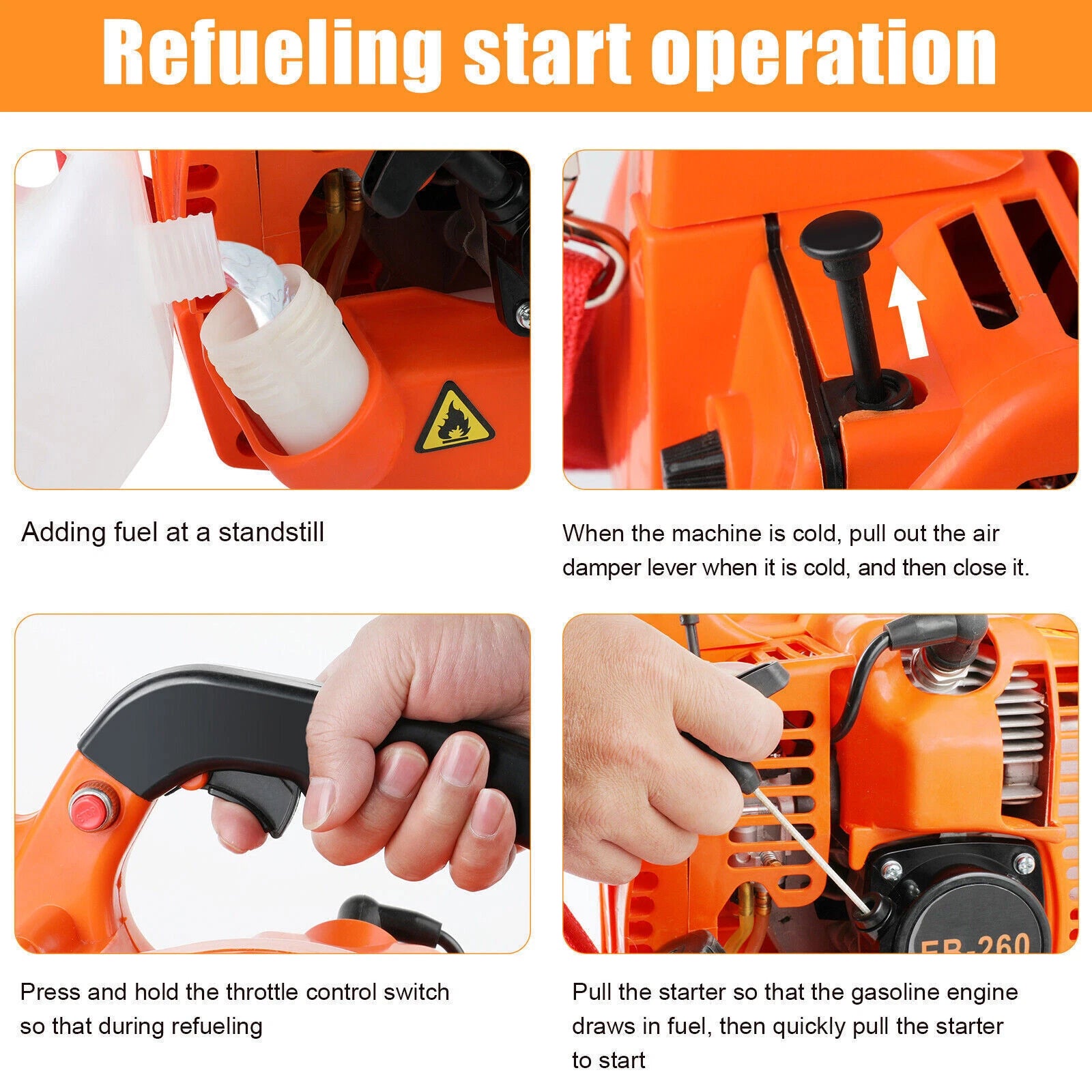 26CC Engine Leaf Blower 2-Stroke Gas Powered Blower Easy to start 400CFM