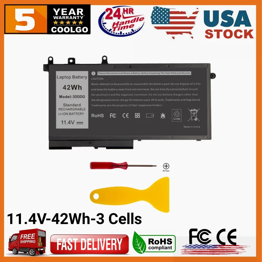 3DDDG Battery/Charger for Dell Latitude E5280 E5480 E5580 E5490 E5491 E5590 42Wh
