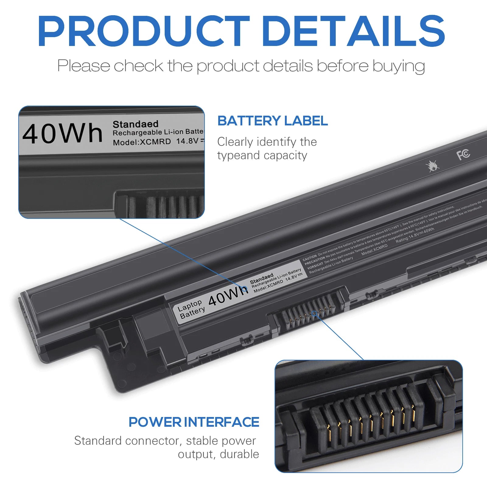 40WH XCMRD New Brand Battery For Dell Inspiron 17-3721 3737 5737 N3737 N5737