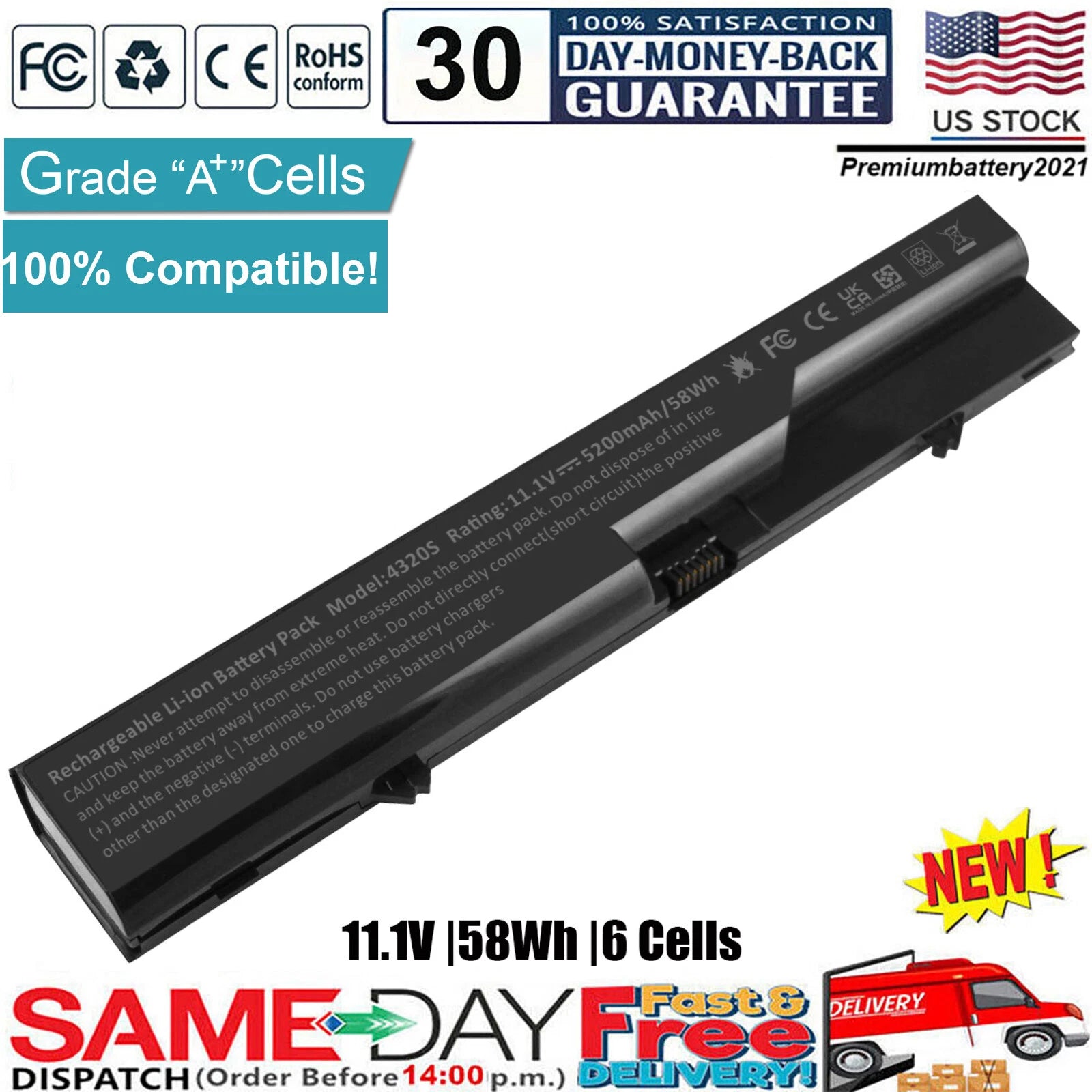 Laptop Battery for HP Probook 4320s 4420S 4520S 4320t HSTNN-YB1A 5935720-001 New