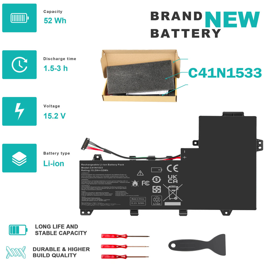??C41N1533 Battery For ASUS Q524U Q524UQ Q534U Q534UX Q504UQ Q504UX UX560UQ 52Wh