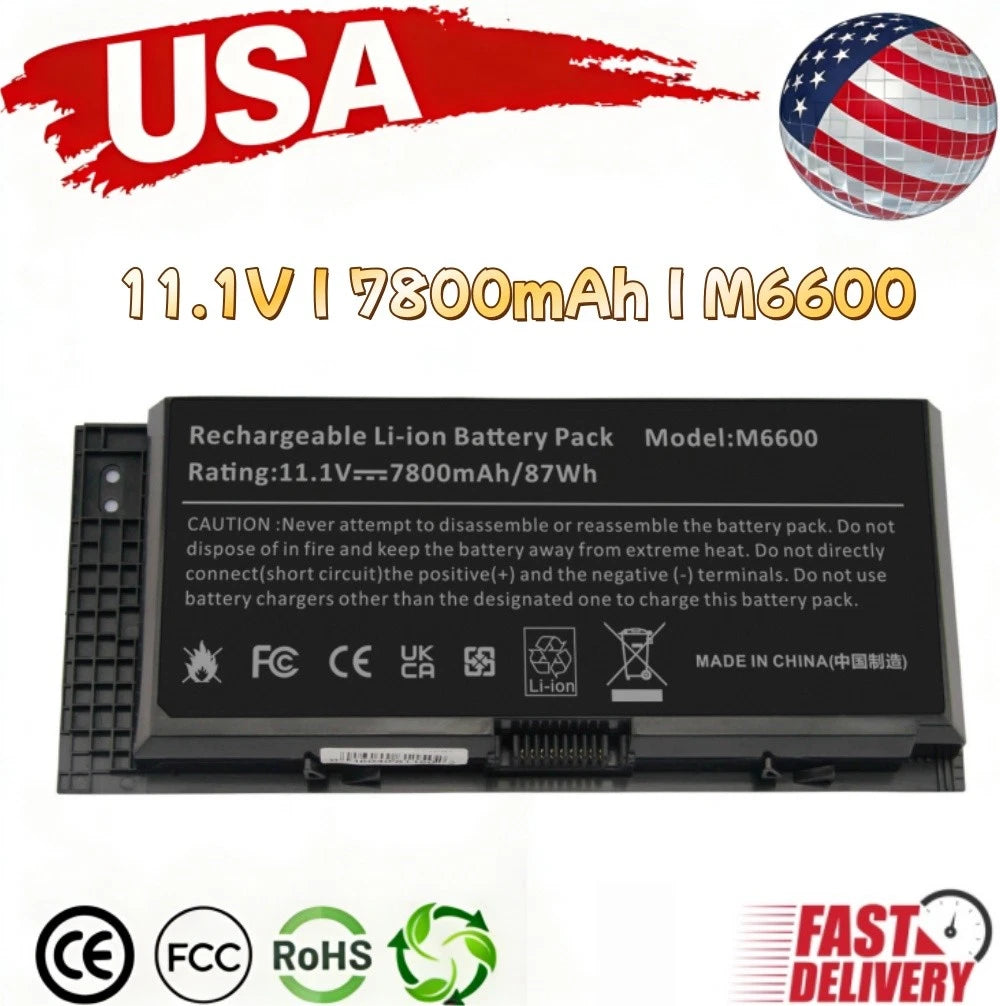 9cell Laptop Battery for Dell Precision M4600 M4700 M4800 M6600 M6700 M6800 US