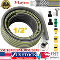 10M-50M PVC Garden Hose Pipe Reel Reinforced Anti-kink Outdoor Hosepipe Green