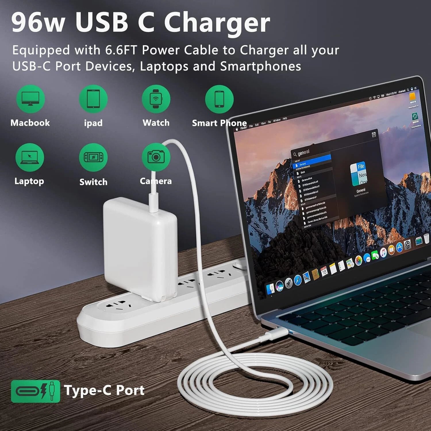 96W USB-C Power Adapter Type C Charger For MacBook Pro 16'' 15'' 13'' 2016-2019
