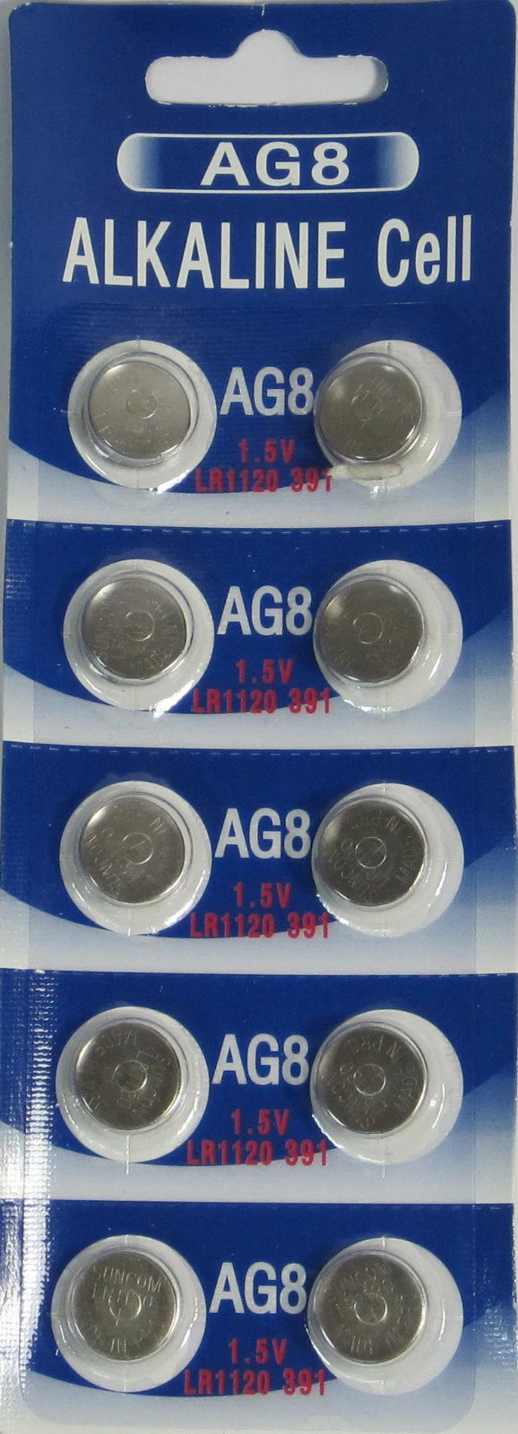 10 Pk AG8 LR1120 391 391A SR1120 LR55 SR55 L112 Alkaline Button Cell Battery
