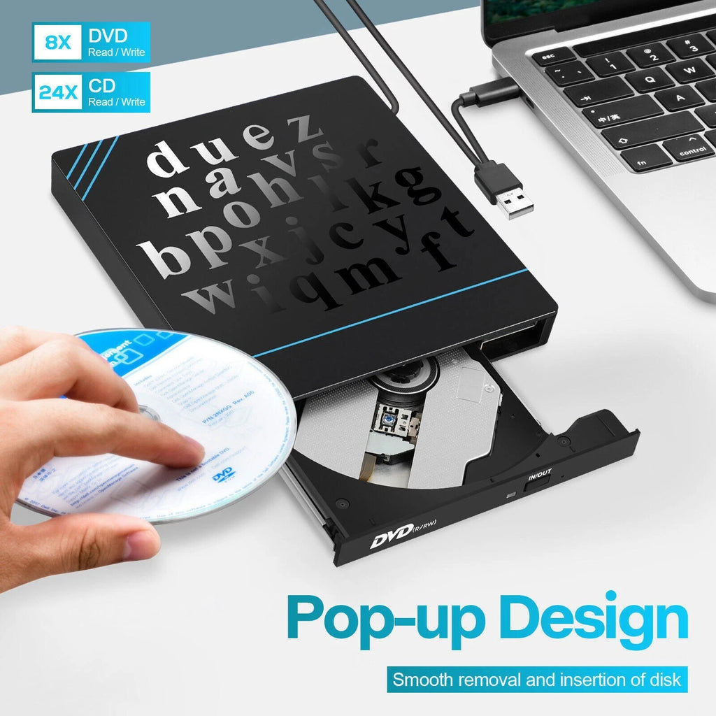 External CD DVD Drive USB 3.0 Type-C DVD-ROM CD-RW Laptop Player Burner Writer