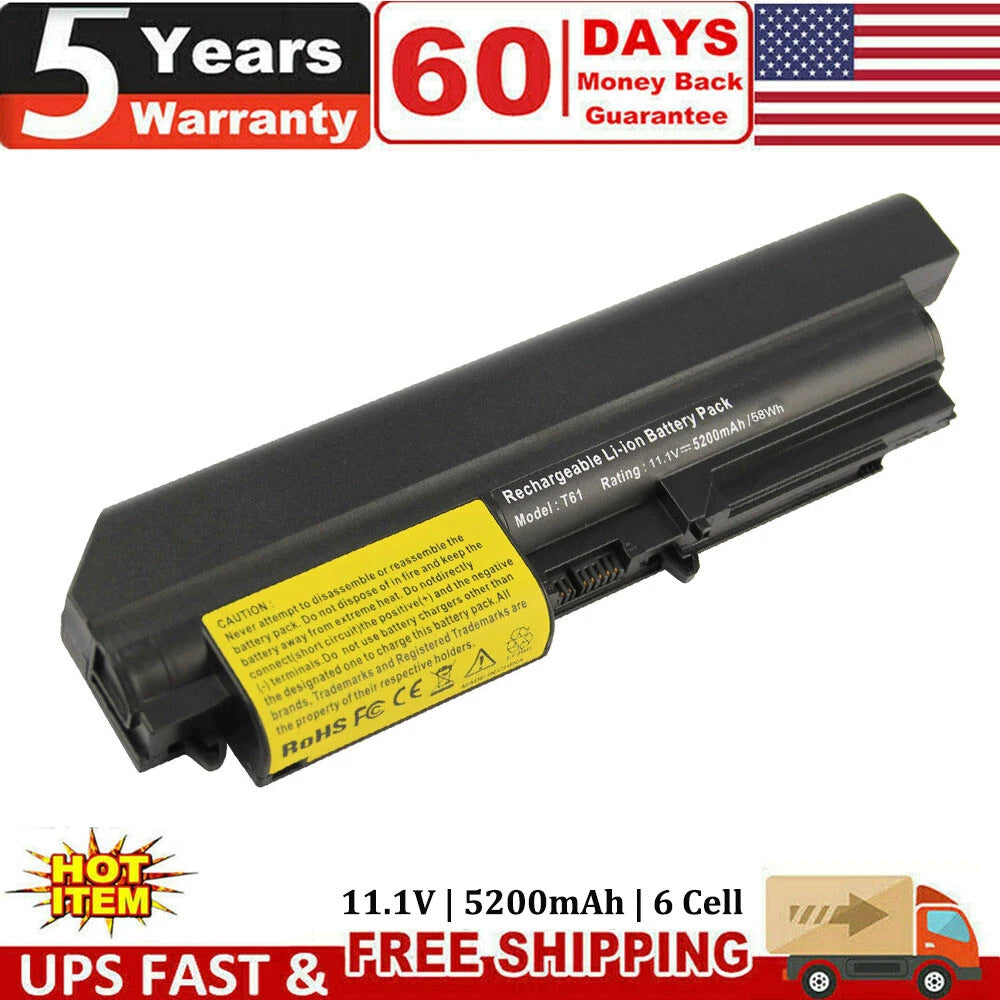 T400 Battery for Lenovo ThinkPad T61 R61 R400 T61P 14.1" Widescreen Notebook PC