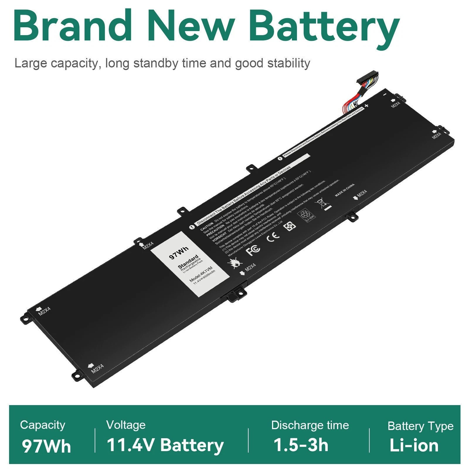 4K1VM Battery For Dell G7 17 7700 Series XPS 15 9560 9570 W62W6 XYCW0 9TM7D 97Wh