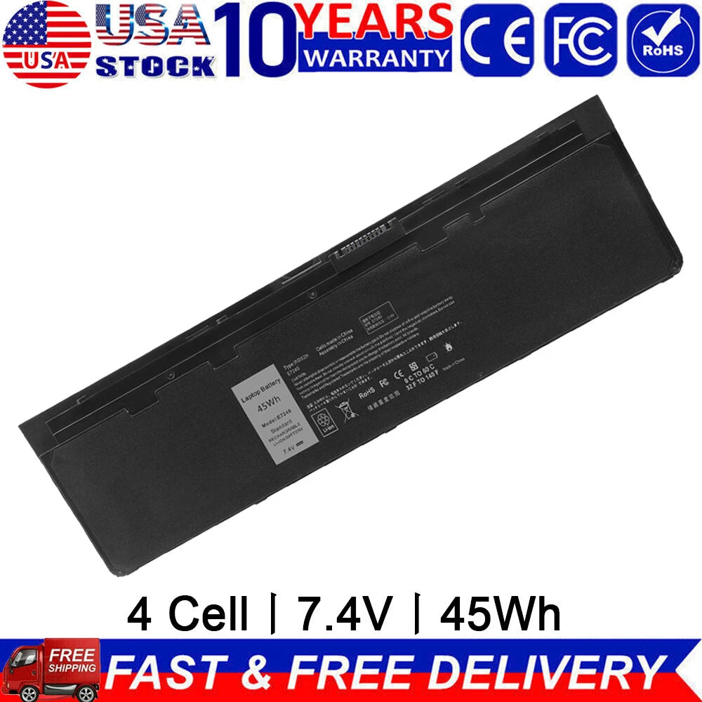 Battery VFV59 WD52H For Dell Latitude 12 7000 E7240 E7250 GVD76 HJ8KP / Charger