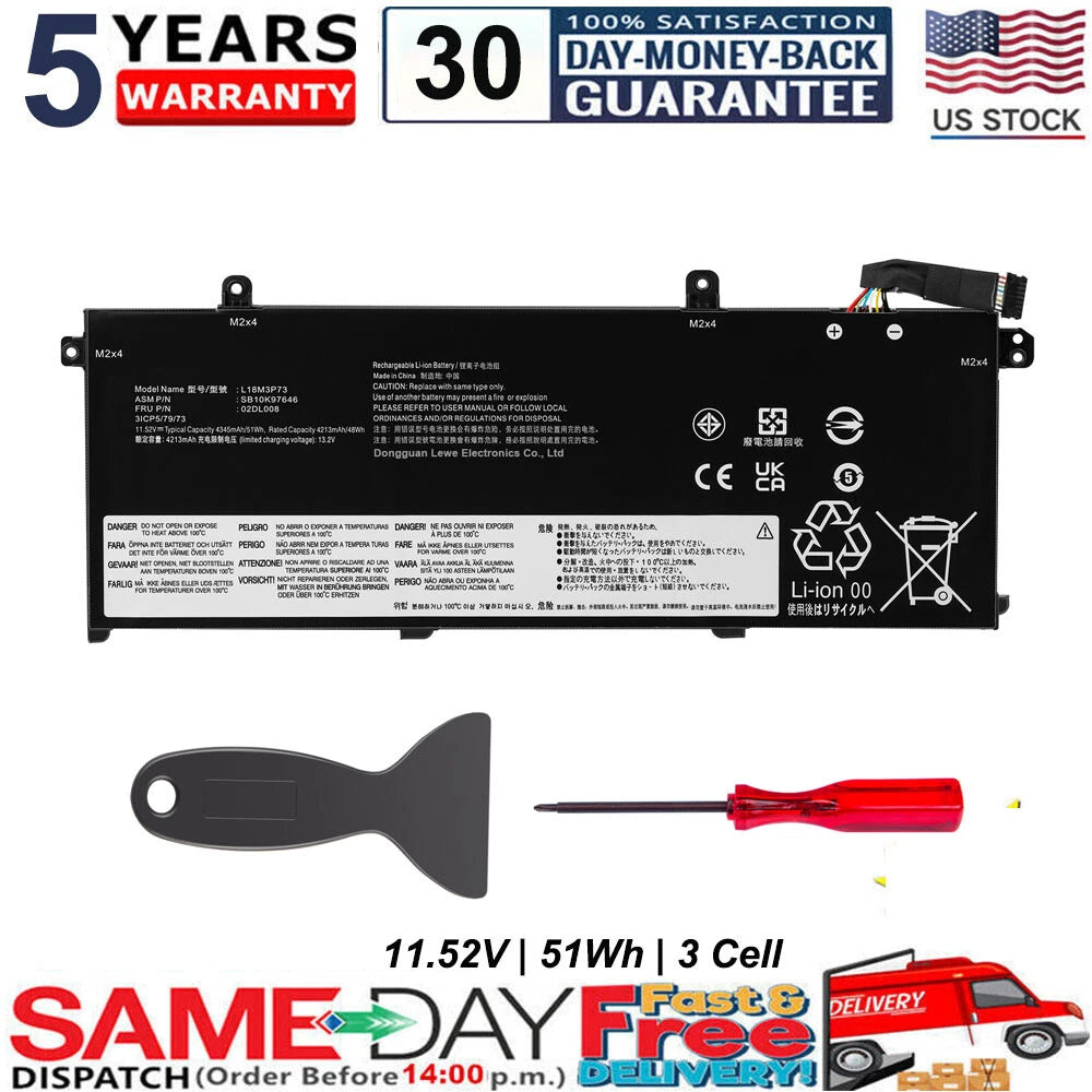 L18C3P72 L18L3P73 02DL007 Battery for Lenovo ThinkPad T490 T495 P43S T14 P14s