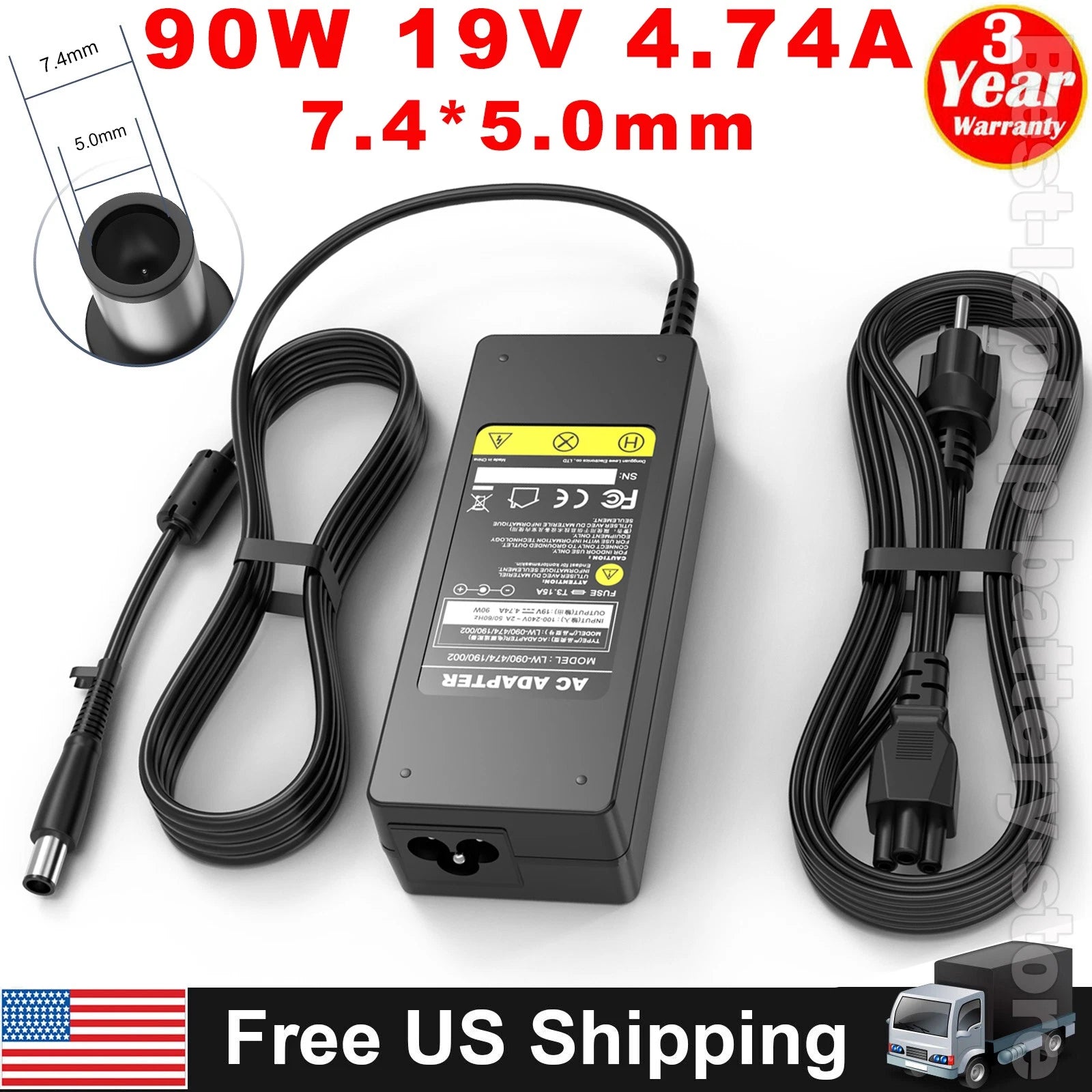 90W AC Adapter For HP Elitebook 8560w 8560p 8470p 8470w 8570p Power Cord Charger