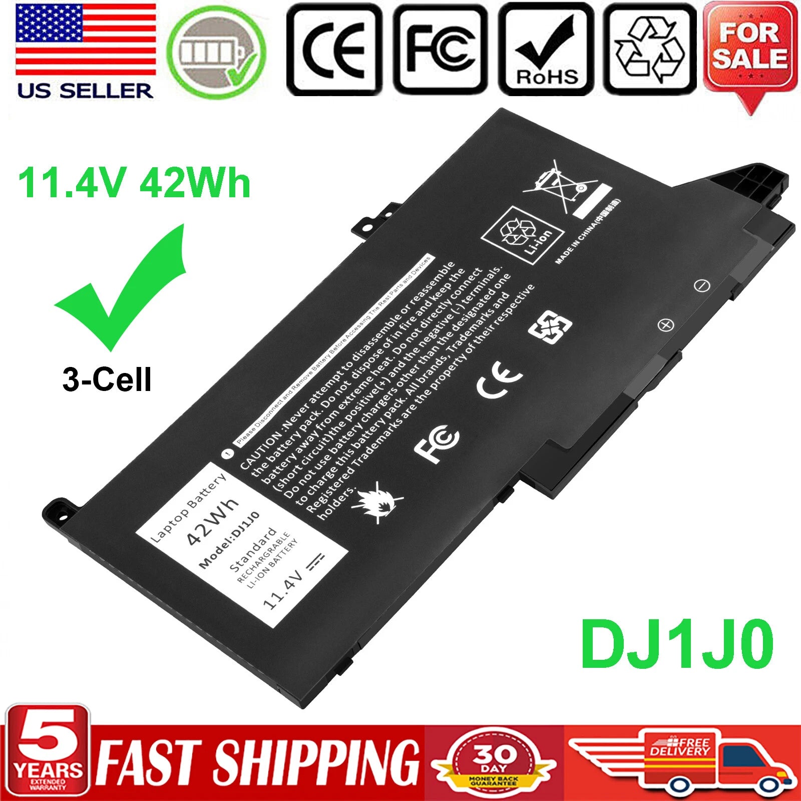 Battery DJ1J0 for Dell Latitude 14 7280 7480 7490 E7480 E7290 E7390 E7490 Laptop