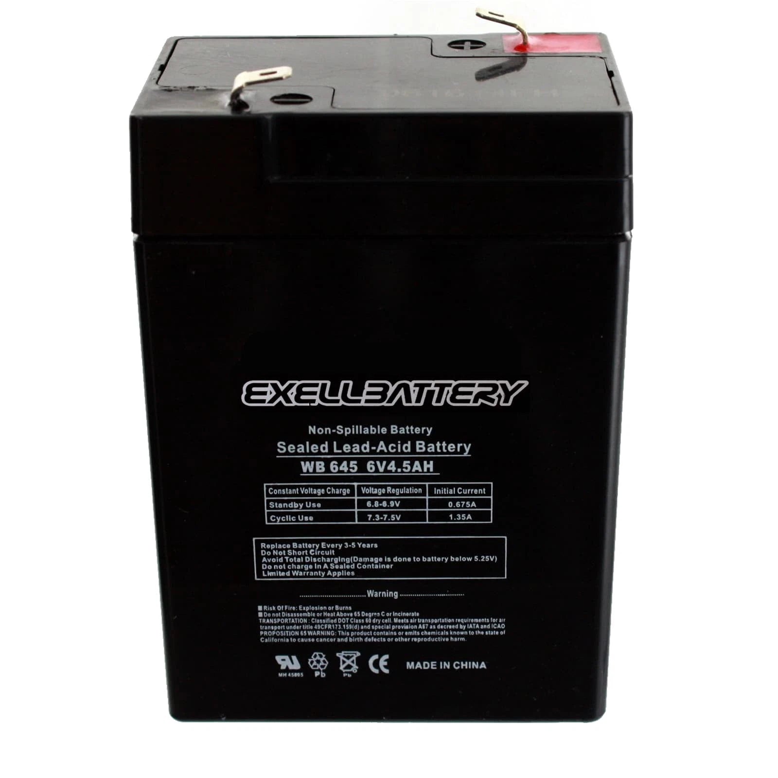 Exell 6V 4.5Ah SLA Battery Rechargeable AGM Compatible With UB645, D5733