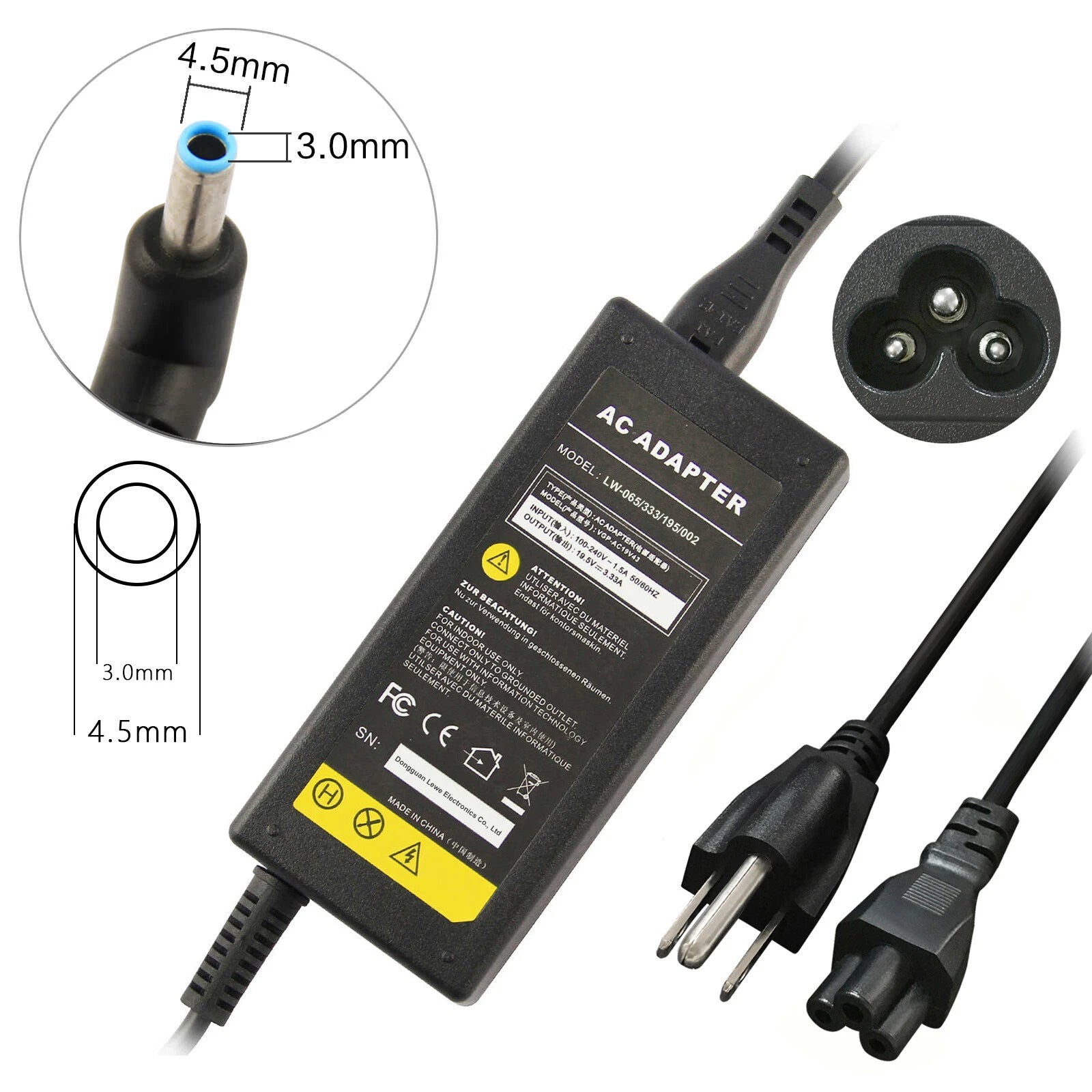65W Laptop Charger Power Cord for HP Chromebook 11 14 G3 G4 G5 Probook 450 G3 G4