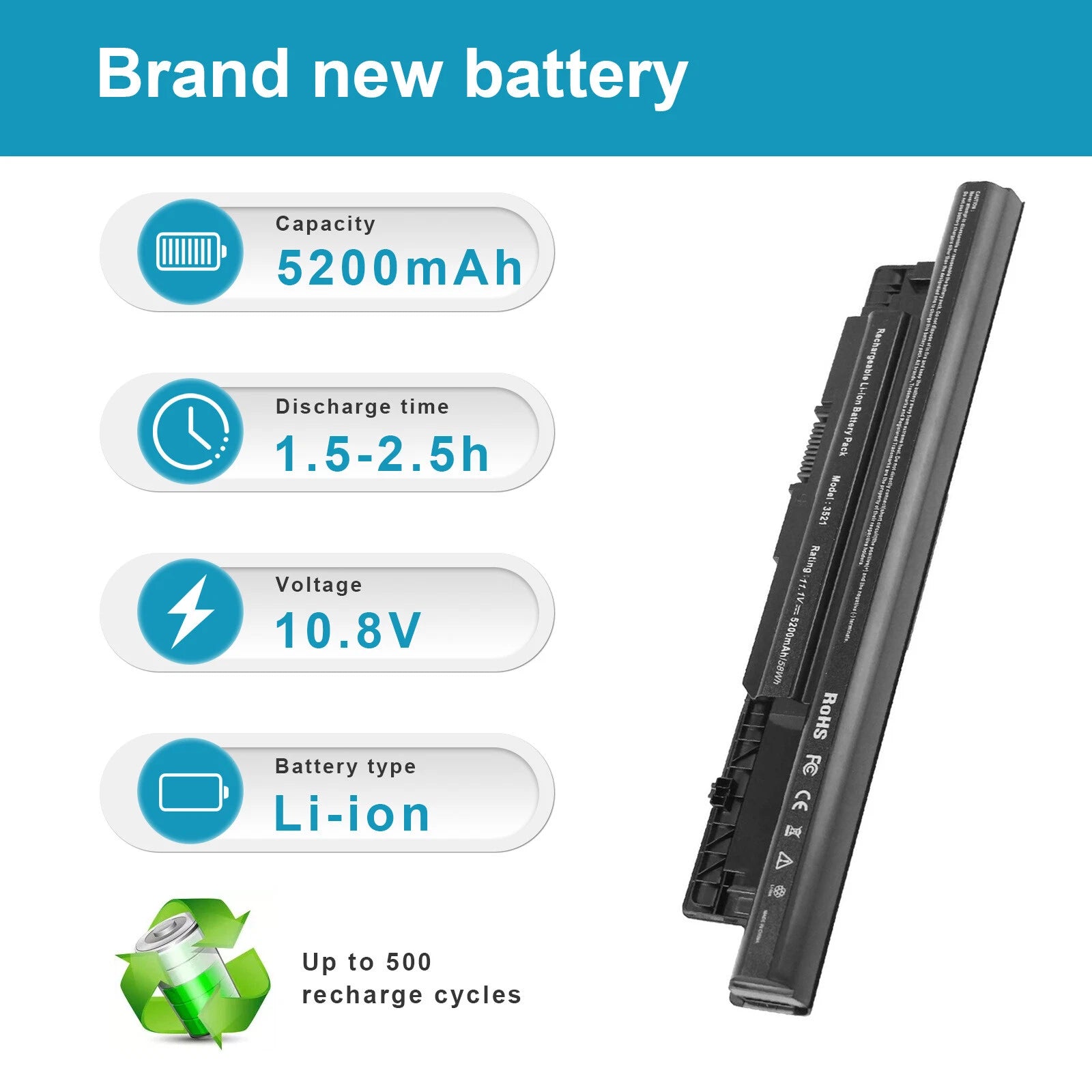Battery for Dell Inspiron 15 3000 series 15-3537 15-3542 15-3543 Type MR90Y