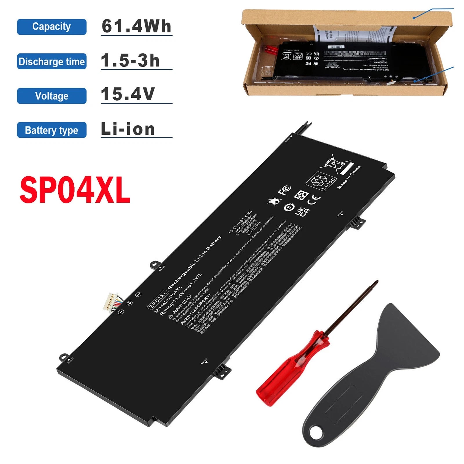 Replace SP04XL Battery for HP Spectre X360 13-AP000 HSTNN-IB8R L28764-005 61.4Wh