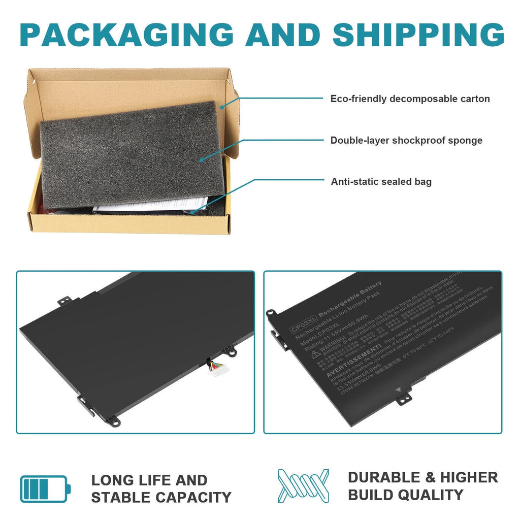 CP03XL Battery for HP Spectre X360 13 13-ae000 13-ae011dx 13-ae012dx 60.9Wh US