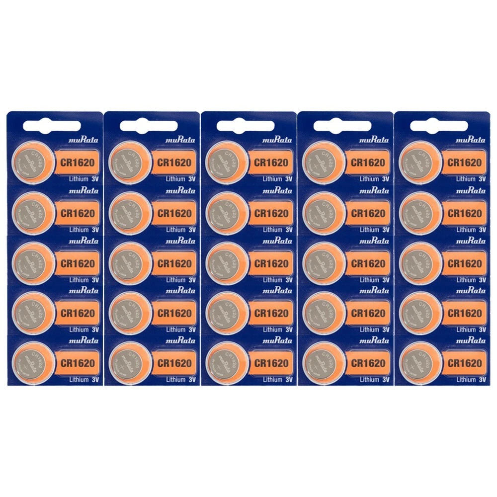 25 Murata Lithium CR1620 1620 3v Batteries, Replaces Sony