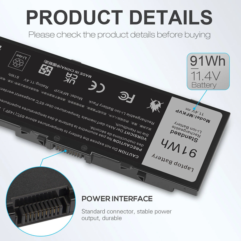 Battery MFKVP For Dell Precision 15 7510 7520 17 7710 7720 M7510 M7710 91Wh New