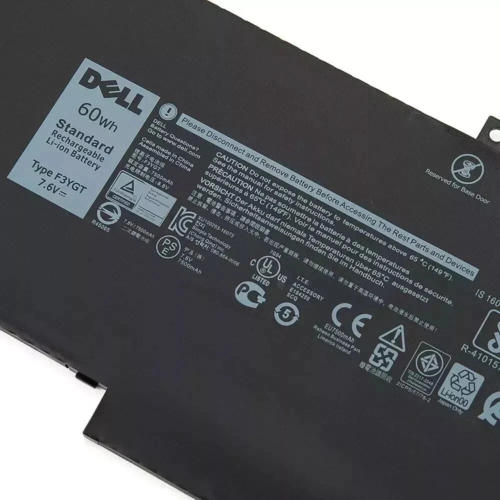 Genuine OEM 60Wh F3YGT Battery For Dell Latitude 7280 7480 7380 7290 7490 7390