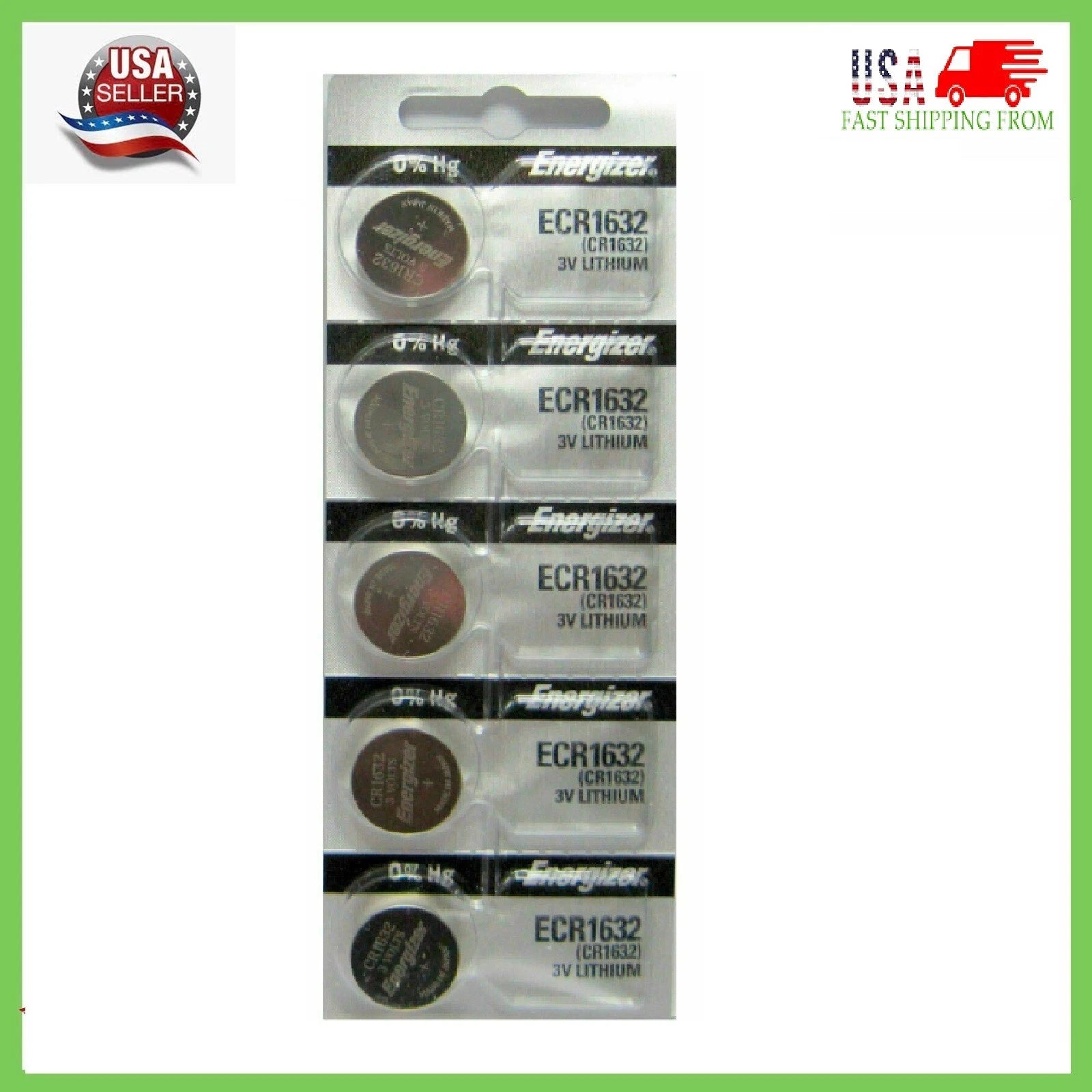 5 PACK FRESH ENERGIZER CR1632 ECR1632 1632 3V Lithium Coin Battery Expire 2031