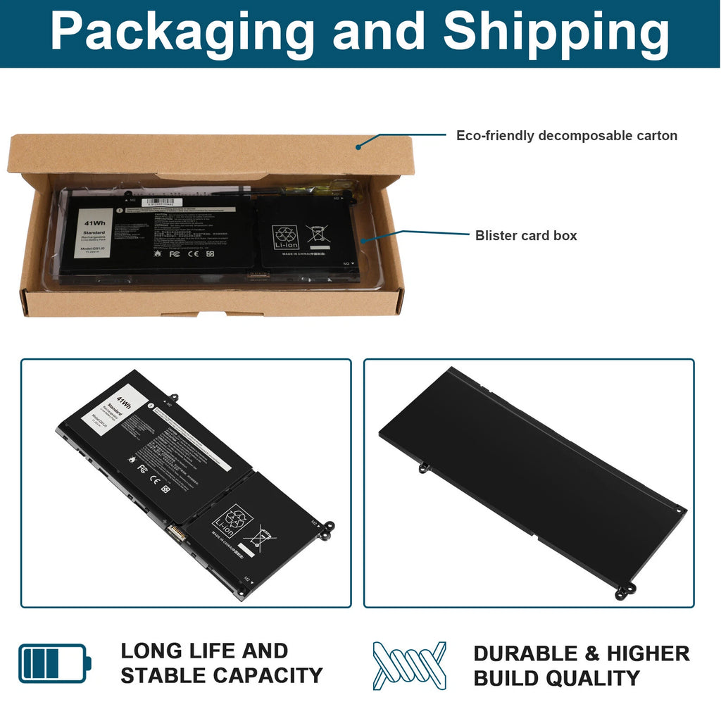 G91J0 Battery for Dell Latitude 3420 3520 Inspiron 7420 2-in-1 Vostro 5620 5625