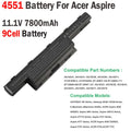 7800mAh AS10D41 Battery For Acer Aspire4000 4551 4551G 4771G 4741 4771 5741 9Cel