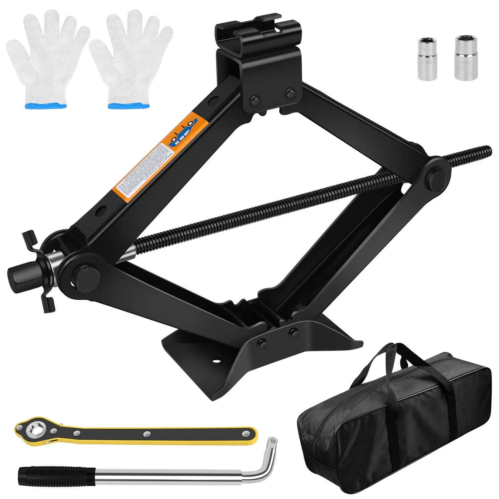 2.5T Heavy Duty Scissor Car Jack Van Vehicles Stand Tire Wheel Lug Wrench Tool