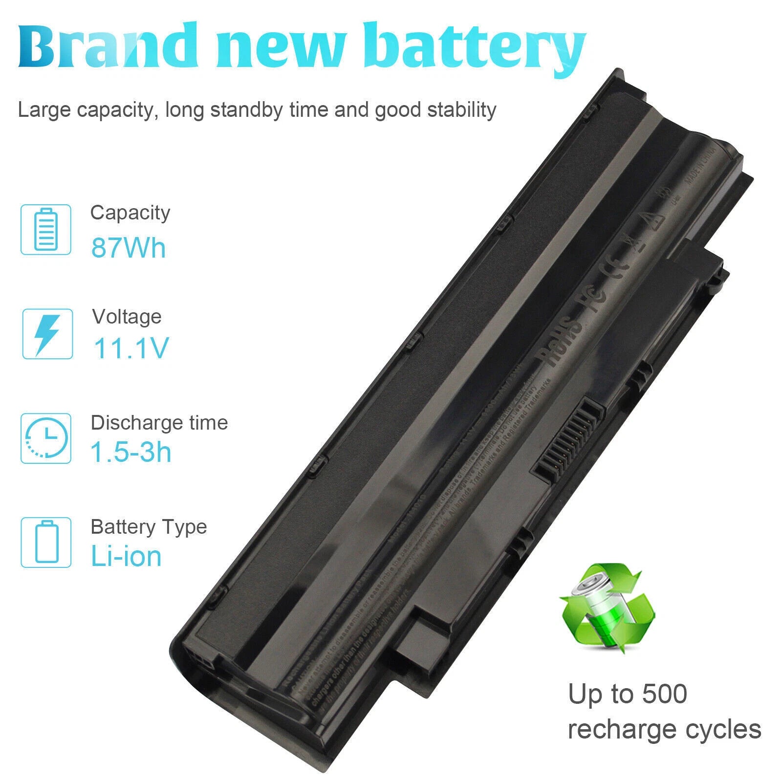 9 Cells Battery For Dell Inspiron 3520 3420 M5030 N5110 N5050 N7110 N4010 J1KND