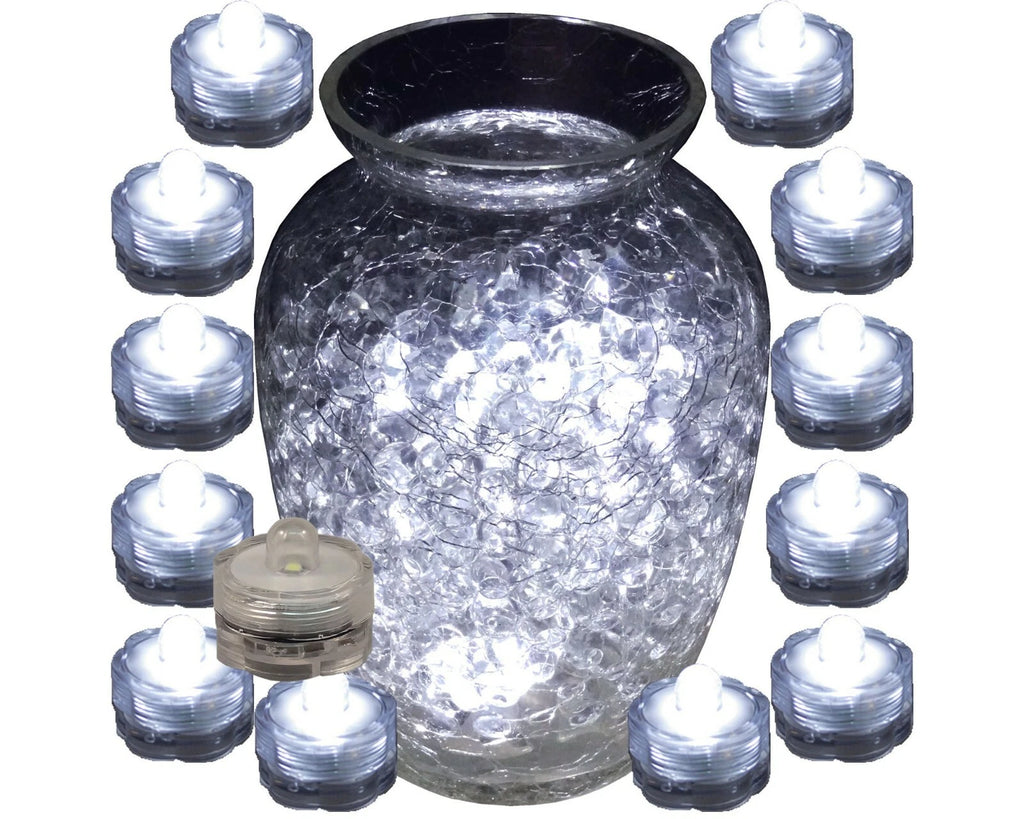 30 Pack White Submersible Waterproof Underwater Battery LED Tea Light Wedding