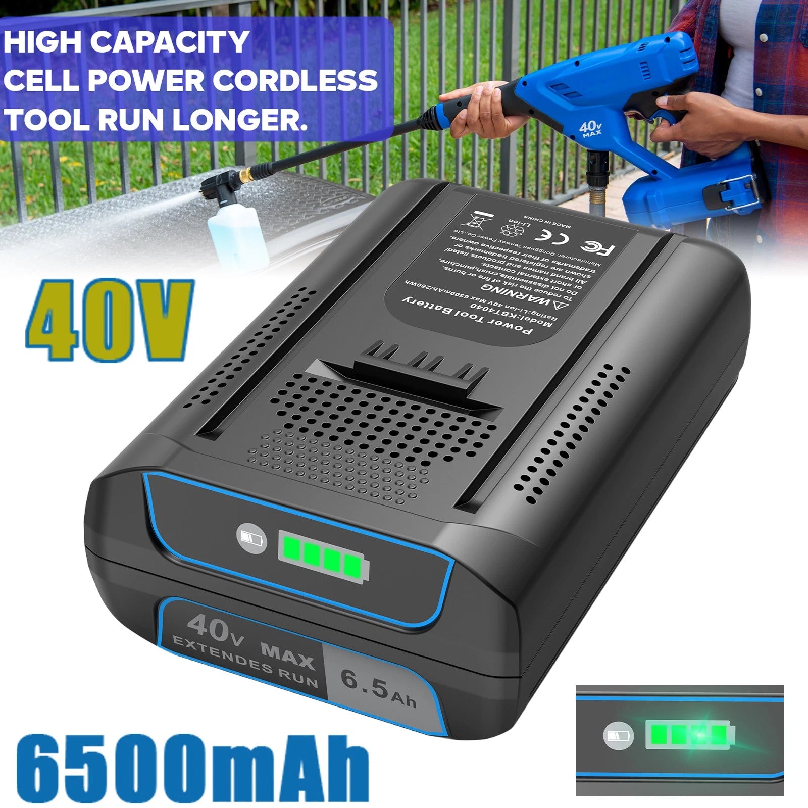 40V 6.5Ah Lithium-ion Battery For Kobalt 40Volt Max KB440-03 KB2540C-06 KB640-03