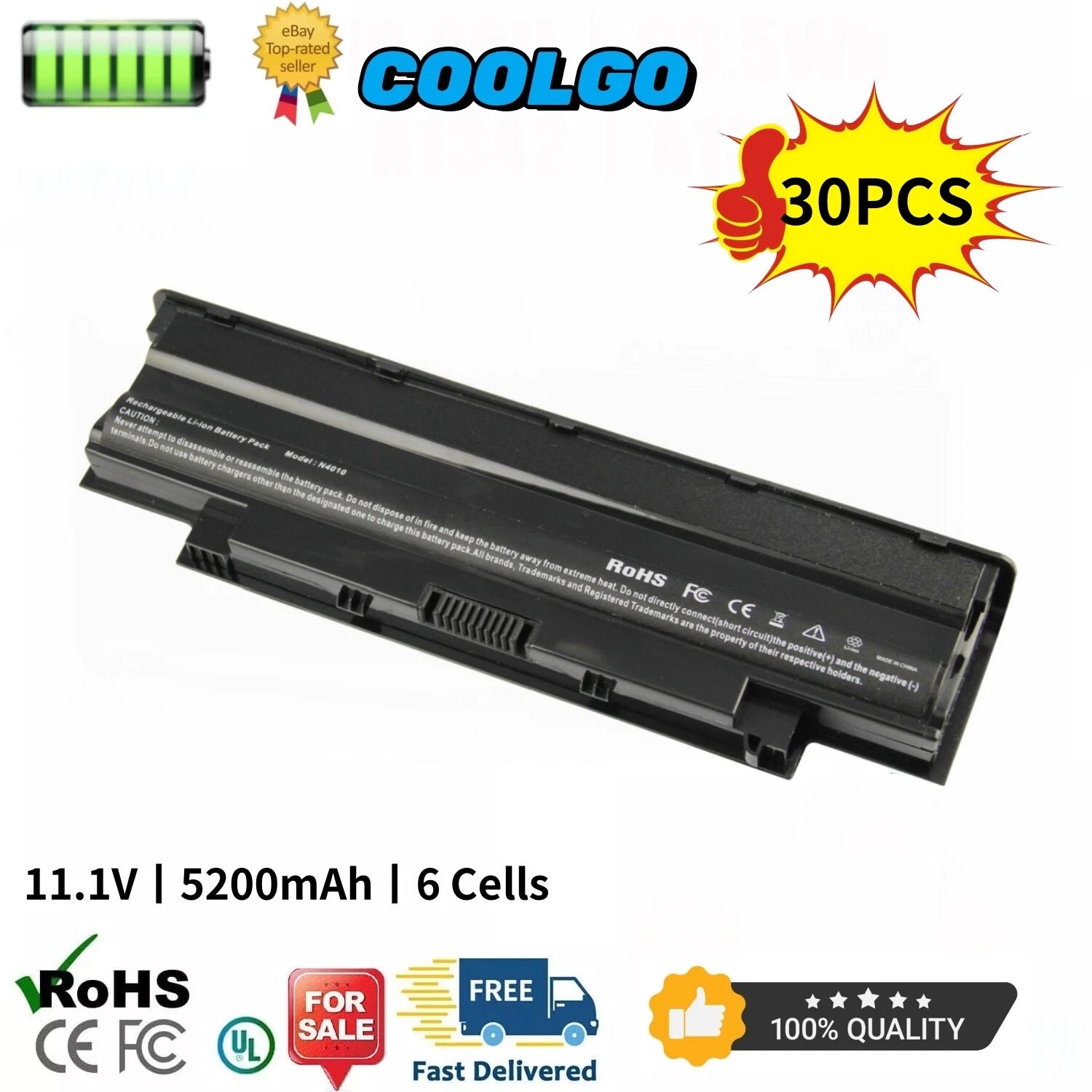 ?Lot 30x J1KND Battery For Dell Inspiron N4010 M4110 N5010 Vostro 1440 1540 3450