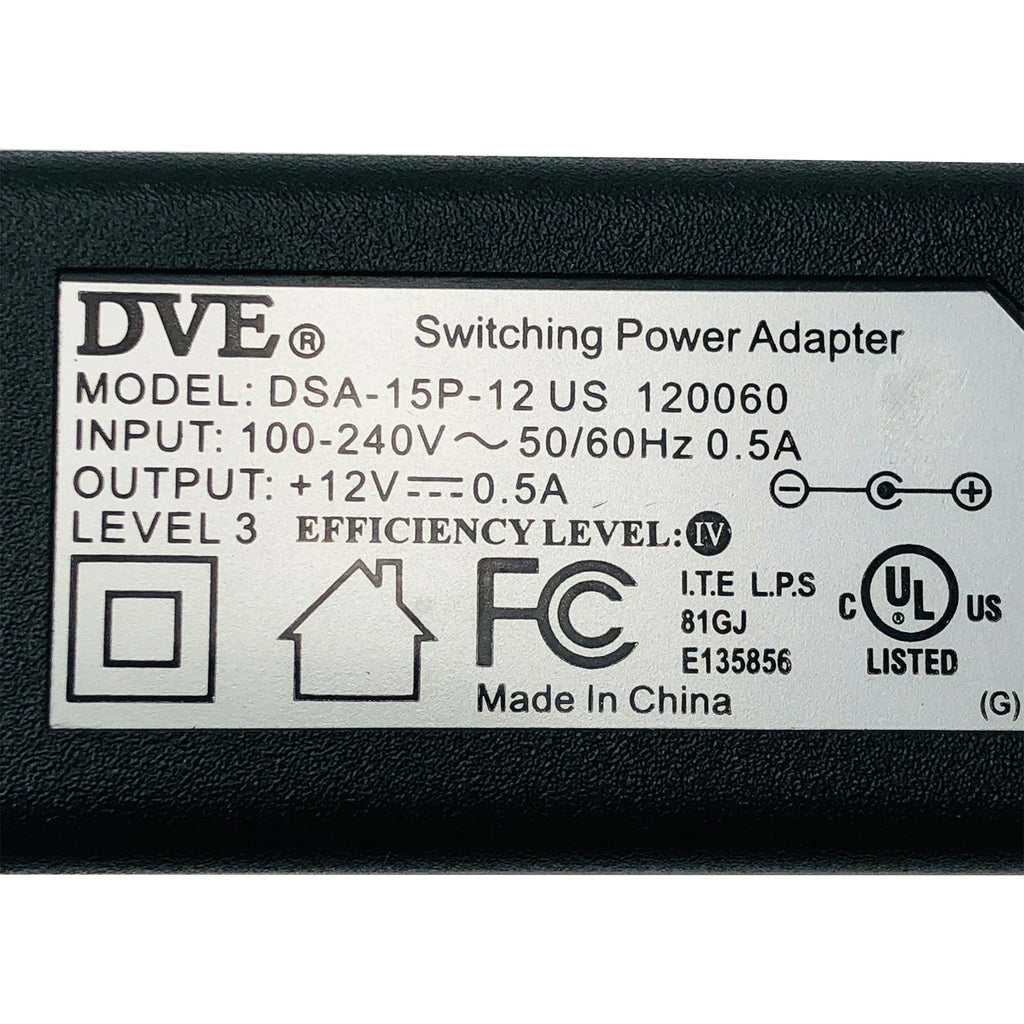 NEW Original 6W DVE AC Switching Power Adapter 12V 0.5A DSA-15P-12 US 120060