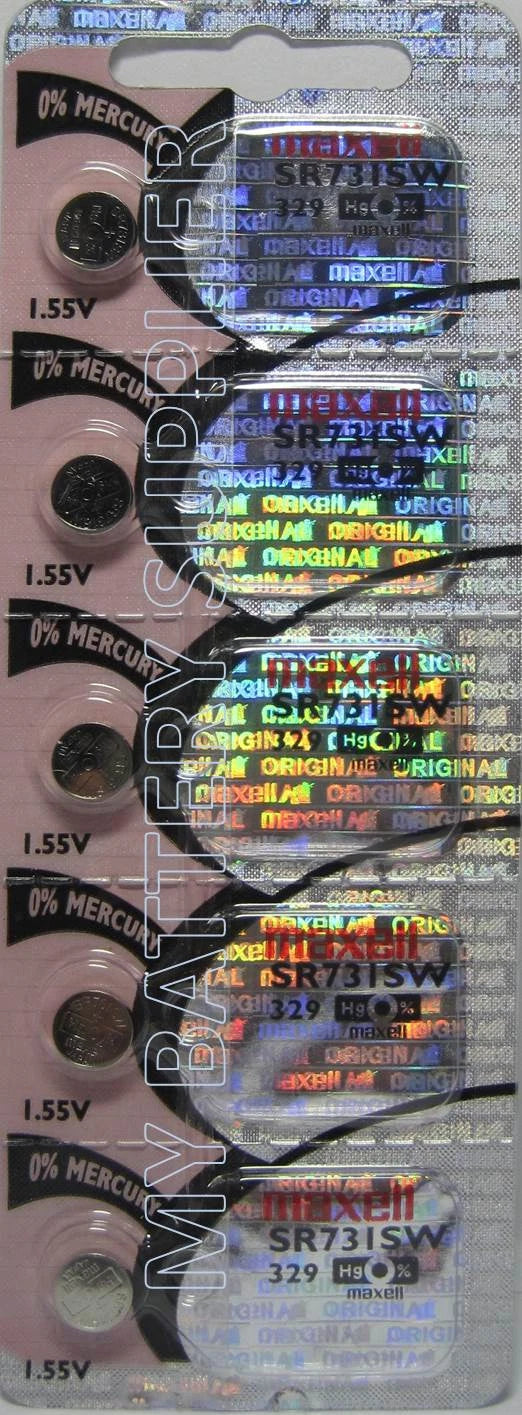Button Cell Type 329 Battery SR731SW Maxell 5 Pcs