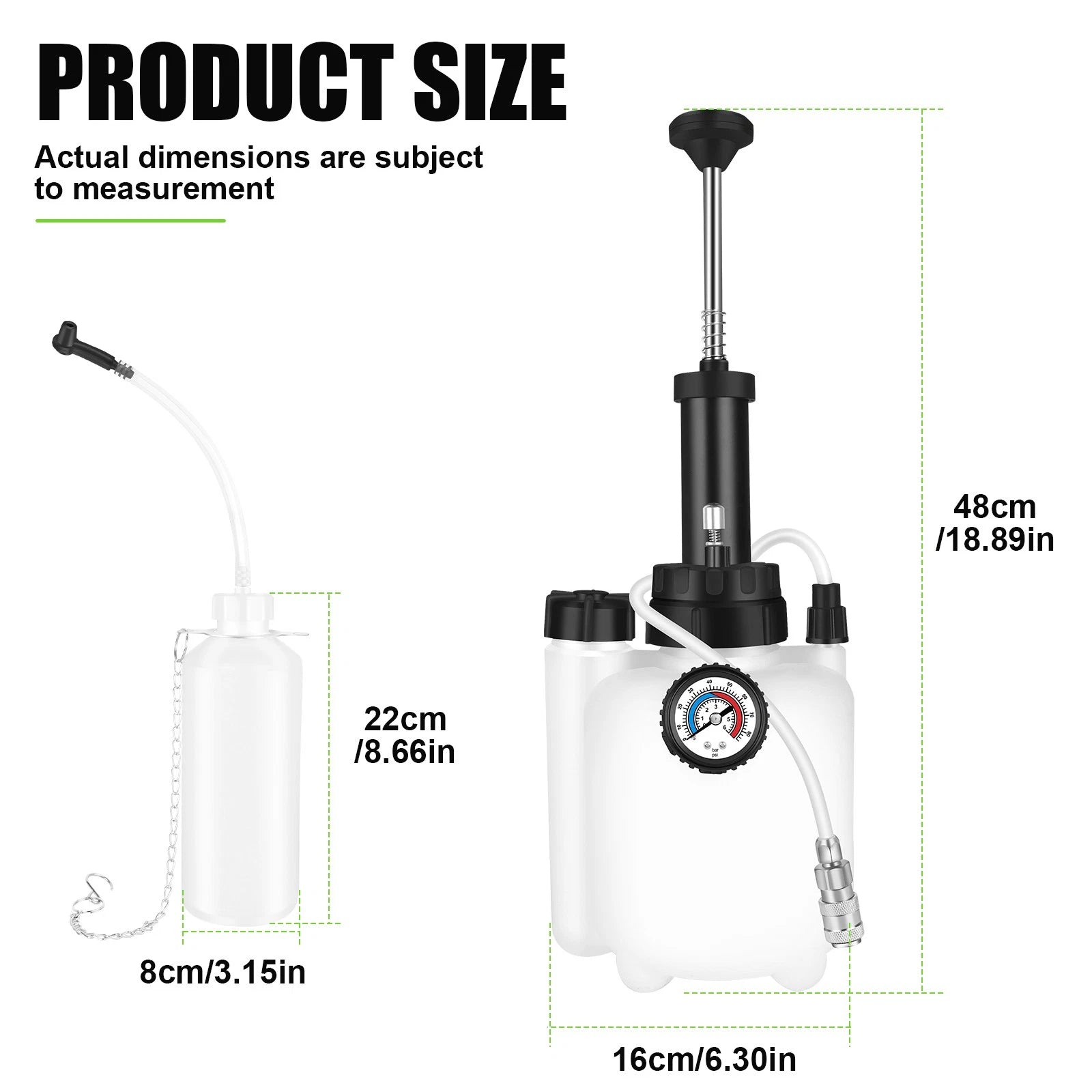 3L Brake Bleeder Kit Manual Fluid Pump with 4 Master Cylinder Adapters 1L Bottle