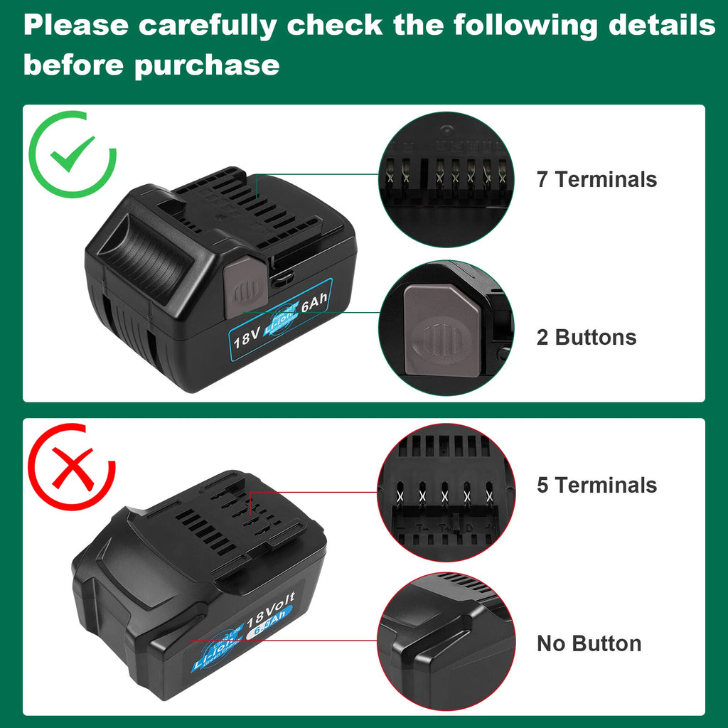 For HITACHI HXP 18V Lithium Battery BSL1815 BSL1815X BSL1830 BSL1840 Or Charger