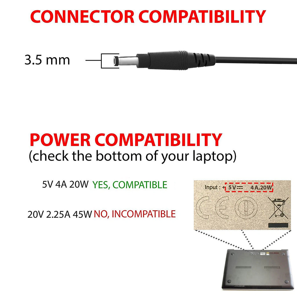 AC Adapter Laptop Charger Power for Lenovo ideaPad 100S-11IBY 80R2 5V 4A 20W US