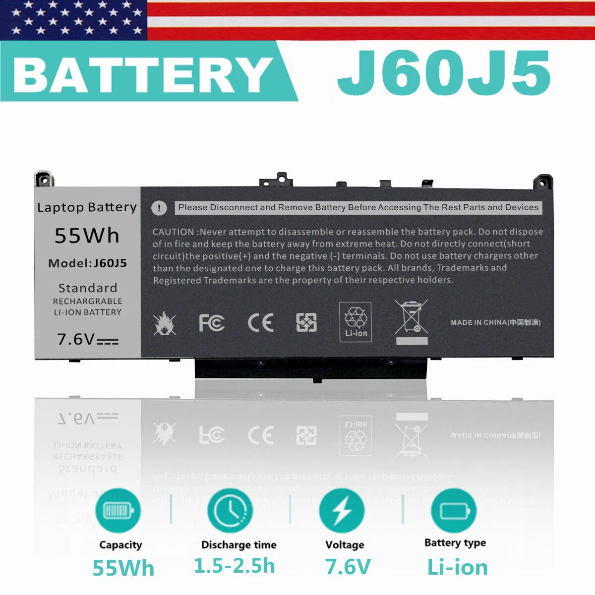 Battery For Dell Latitude E7270 E7470 Serie Laptop J60J5 R1V85 451-BBSX 451-BBSY