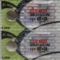 2 Maxell 373 Watch Batteries SR916SW Made In Japan