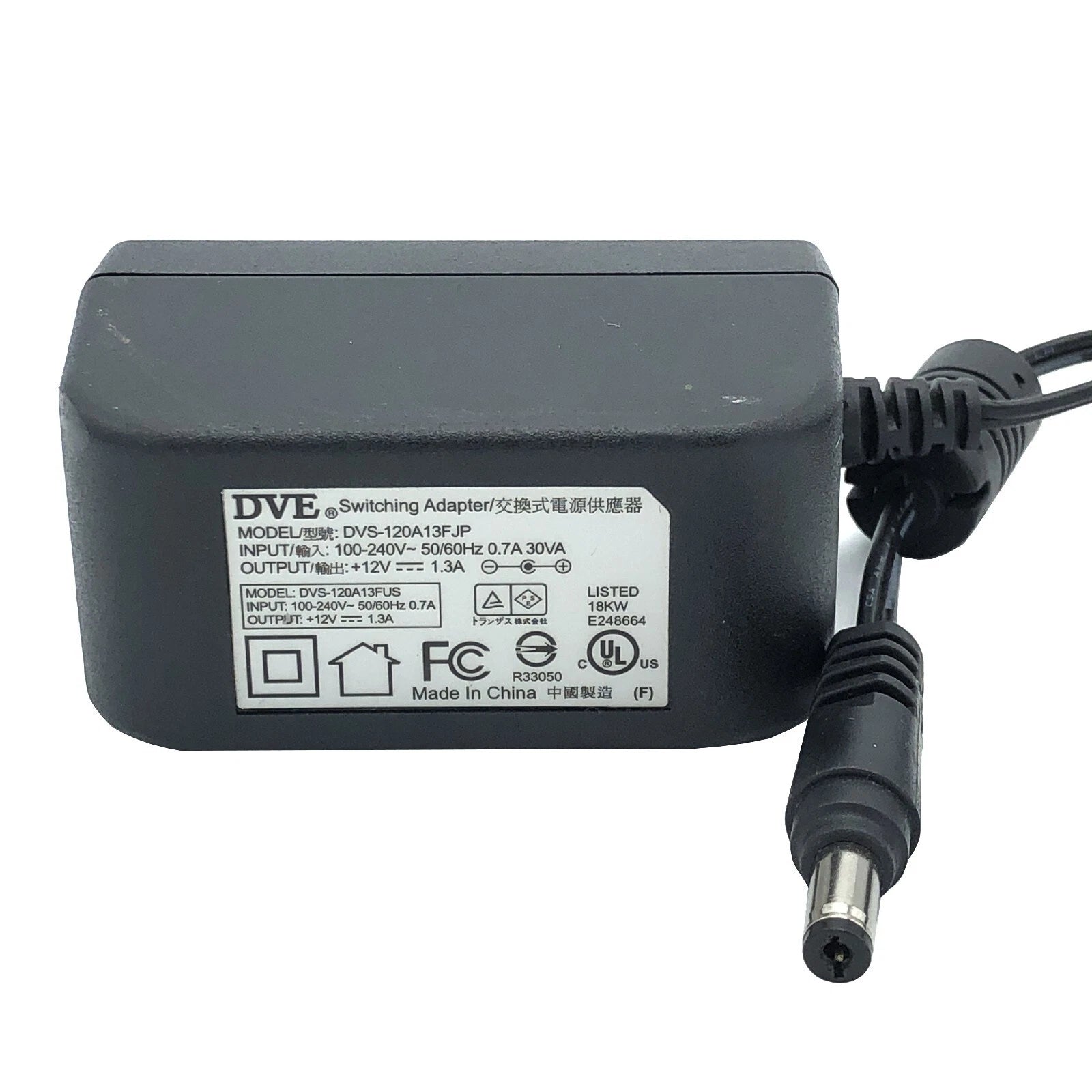 NEW Genuine DVE DVS-120A13FJP AC/DC Switching Wall Adapter 12V 1.3A OEM Charger