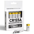 CR123A Rechargeable Batteries 3.7V 700 mAh with USB-C Charging Cable - 4 Pack