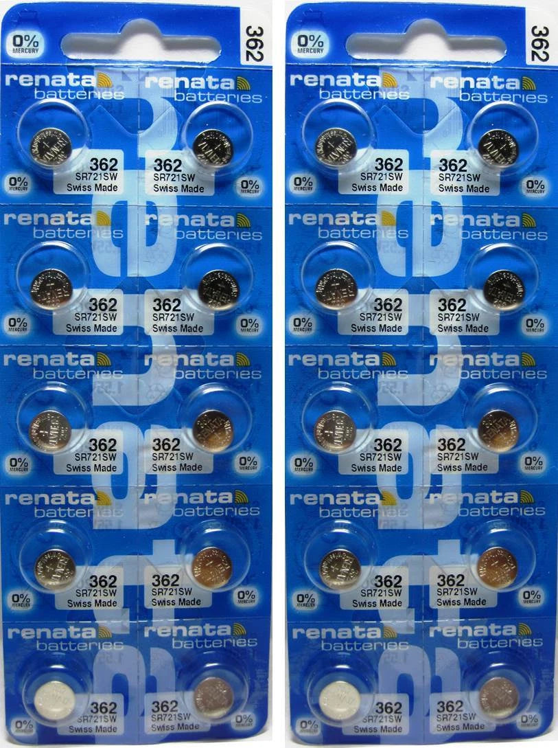 20 Pcs 362 (SR721SW) Coin Cell Silver Oxide Renata Batteries