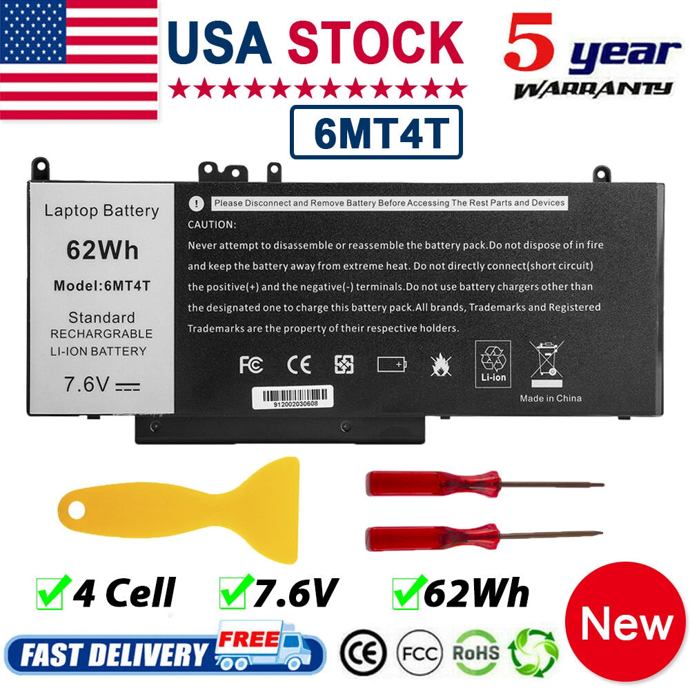6MT4T Battery For Dell Latitude E5470 E5570 79VRK 7V69Y TXF9M 62Wh 7.6V US